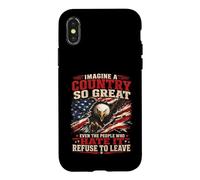 Imagine A Country So Great Patriotic Eagle Flag Quote Case for iPhone X/XS