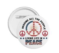 Imagine All The People Living Life in Peace Round Badge American Peace Sign Pin Brooch Parts Medium 5 Pcs