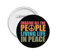 Imagine All The People Living Life in Peace Round Badges Hippie Life Pin Brooch Parts Medium 5 Pcs