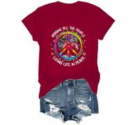 Imagine All The People Living Life in Peace Shirt, Imagine All The People Living Life in Peace T-Shirt, Unisex Claret
