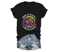 Imagine All The People Living Life in Peace V-Neck T-Shirt, Imagine All The People Living Life in Peace Tshirt Black