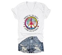 Imagine All The People Living Life in Peace V-Neck T-Shirt, Imagine All The People Living Life in Peace Tshirt White