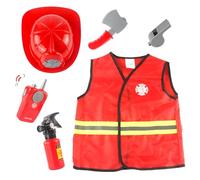 Imagine Being a Fireman Outfit - Fancy Dress Set for Children, Firefighter Costume Set, Rescue Accessories, Role Play Outfit, Dressing Set, for Children's Birthday Party, Halloween, Lu