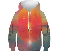 Imagine Dragons 3D Printed Hoodies Hoodie Rock Band Athletic Casual Pullover with Pocket Long Sleeve Sweatshirt for Children Clothes 11-13Y