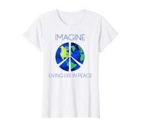 Imagine Living Life in Peace Value Graphic T-Shirt, Women, White, M