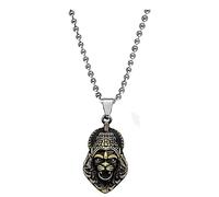 Imagine Mart God Vishnu Avatar Narasimha Lion Head Pendant With Stainless Steel Chain Necklace (Unisex) (Multicolor)