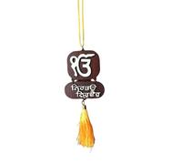 Imagine Mart Inner Back Mirror Wooden Car Hanging Sikh Religious Ek Onkar Nirbhau Nirvair Double Sided 3D Look