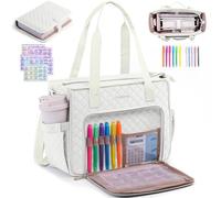 IMAGINING Large Bible Bag with Bible Cover Case for Women -Quilted Church Tote with Shoulder Strap for Bible Study Supplies - Christian Gift & Bible Carrier for Women with Highlighters and BibleTabs