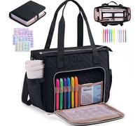 IMAGINING Large Bible Bag with Bible Cover Case for Women -Quilted Church Tote with Shoulder Strap for Bible Study Supplies - Christian Gift & Bible Carrier for Women with Highlighters and BibleTabs