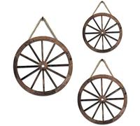 iMagitek 3 Pack Wooden Wagon Wheel Decor Vintage Old Western Decor Farmhouse Hanging Decorative Wheels for Garden Home Bar Garage 12/10/8 Inch