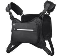 IMAGOA Water Resistant Chest Pack, Lightweight Chest Bag with Reflective Strip, Built-in Phone Holder & Extra Storage, Running Vest Workout Bag for Runners Cycling Biking Jogging, Black