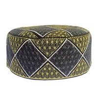 IMAHAM: HANDCRAFTED FLOWER Kufi Men's Unisex Muslim Men Prayer Cap Ramadaan Caps Eid Kufis Handmade Namaz Hat Beanie, Green, L