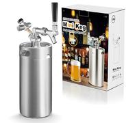 Imaictuu 128 OZ Mini Keg Growler Beer Tap System, Stainless Steel Portable Keg with Self-Closing Spring Faucet and 0-60 PSI Keg Regulator, Beer Dispenser System for Draft Beer (Silver)