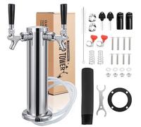 Imaictuu Kegerator Tower Dual Tap Beer Tower Draft Beer Tap Tower | Upgraded 3" flange keg tower, with pre assembled tube and self closing brass beer tap, stainless steel core