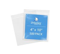 iMailer - 4" x 10" 500 Pack- 2 Mil Resealable Zip Bags- Small Clear Plastic Bags for Storage, Organizing, Crafts, Snacks, Jewelry, Hardware