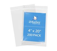 iMailer - 4" x 20" 500 Pack- 2 Mil Resealable Zip Bags- Small Clear Plastic Bags for Storage, Organizing, Crafts, Snacks, Jewelry, Hardware