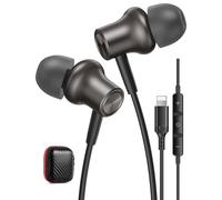 iMangoo Design for Apple Headphones MFi Magnetic Wired Earbuds HiFi Stereo Bass Headset Lightning Earphones with Microphone Volume Control for iPhone 14 Plus 13 Pro Max 12 Mini 11 10 XS XR Gunmetal