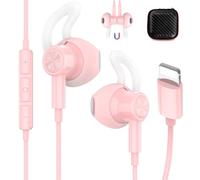 iMangoo for Apple Lightning Headphones MFi-Certified Wired Earbuds Pink