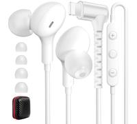 iMangoo for Apple MFi-Certified Wired Earbuds 90° Angled Headphone, White