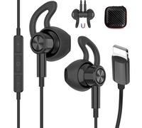 iMangoo for Lightning Headphones Wired MFi Certified Magnetic Earbuds Anti Drop Ear Buds Tips Corded Earphones with Microphone Volume Control for Apple iPhone 14 Plus 13 Pro Max 12 Mini 11 XS XR Black