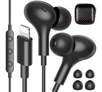iMangoo for MFi-Certified Lightning Wired Earbuds for Apple, Magnetic in Ear Buds Headphones with HiFi Bass,3 Ear Tips Mic Corded Earphones for Gym, Commuting for iPhone 14 Plus 13 12 11 Pro Max Black
