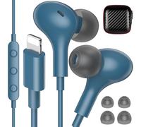 iMangoo for MFi-Certified Lightning Wired Earbuds for Apple, Magnetic in Ear Buds Headphones with HiFi Bass,3 Ear Tips Mic Corded Earphones for Gym, Commuting for iPhone 14 Plus 13 12 11 Pro Lake Blue