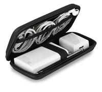 iMangoo Shockproof Travel Essentials Organizer Case, Small Accessories Hard Protective Pouch Electronics Purse for Women Men Zipper Tech Cord Cable Power Bank Charger 6.5x3.2x1 In (Black)