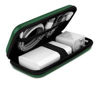 iMangoo Shockproof Travel Essentials Organizer Case, Small Accessories Hard Protective Pouch Electronics Purse for Women Men Zipper Tech Cord Cable Power Bank Charger 6.5x3.2x1 In (Green)