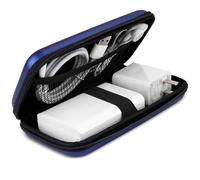 iMangoo Shockproof Travel Essentials Organizer Case, Small Accessories Hard Protective Pouch Electronics Purse for Women Men Zipper Tech Cord Cable Power Bank Charger 6.5x3.2x1 In (Navy Blue)
