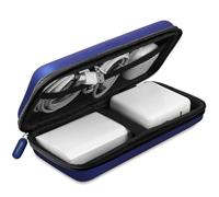 iMangoo Shockproof Travel Essentials Organizer Charger Case, Space-Optimized Zipper Electronics Accessories Pouch Tech Cord Cable Adapter Power Bank Storage for Women Men, 8.5x4.5x2 in (Blue)