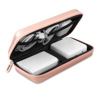 iMangoo Travel Essential Electronics Organizer Charger Case, Shockproof Dual Zipper Power Bank Cables Tech Accessories Pouch Purse, Men & Women Travel Must Have Storage Bag, 8.5x4.5x2 inch Rose Gold