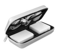 iMangoo Travel Essential Electronics Organizer Pouch Charger Case Shockproof Dual Zipper Power Bank Cables Tech Accessories Purse, Men & Women Travel Must Have Storage Bag, 8.5x4.5x2 inch Silver