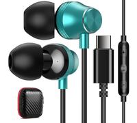 iMangoo USB C Earbuds for Google Pixel 10 9 8 8A 7 7A 6A 6 for Apple iPhone 17 Air 16 Pro Max 16e 15 Plus for iPad Corded Headphones Wired Type C Earphones Microphone for Samsung S25 S24 Ultra Green