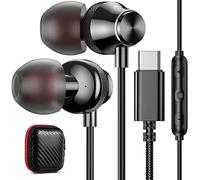 iMangoo USB C Earbuds for Google Pixel 10 9 8 8A 7 7A 6A 6 for Apple iPhone 17 Air 16 Pro Max 16e 15 Plus for iPad Corded Headphones Wired Type C Earphones Microphone for Samsung S25 S24 Ultra Black