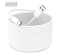 iMangoo USB to USB C Power Cable for CCTV Camera, 33FT Type C Long Power Extension Cable for Tapo TP-Link Xiaomi Mi eufy Security Camera Outdoor Indoor Cord with 10 Wire Clips Cable Nails White
