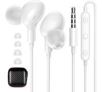 iMangoo Wired Earbuds with Microphone, All Day Wear In Ear Headphones, S/M/L Ear Buds Tips, Built-in Remote to Control Music, Phone Calls, Volume 3.5mm Plug Jack Earphones for Home Office School White