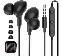 iMangoo Wired Earbuds with Microphone, All Day Wear In Ear Headphones, S/M/L Ear Buds Tips, Built-in Remote to Control Music, Phone Calls, Volume 3.5mm Plug Jack Earphones for Home Office School Black