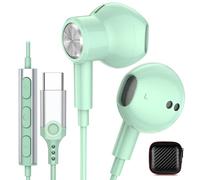 iMangoo Wired Headphones USB C Earbuds for iPhone 17 Air 16 Plus 16e 15,Girls Women USBC Earphones Corded Type C Port Headset Ear Buds for Google Pixe 10 for Samsung Galaxy S25 S24 Mint