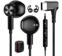 iMangoo Wired USBC Headphones, 90° Angled Plug in USB C Ear Buds Magnetic Wire Earbuds Corded Earphones for Apple iPhone 17 16 15 Air for Samsung Galaxy S25 Ultra Pixel Android Laptop Computer Black