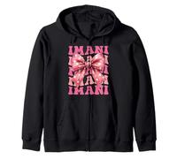IMANI Name Coquette Bow Aesthetic for Women Girls Zip Hoodie