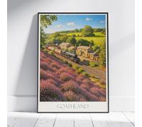 imapination Goathland Travel Poster, North Yorkshire Moors Steam Train Art Print | Vintage UK Railway Decor & Gift (5x7 (13x18cm), Unframed)