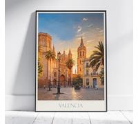imapination Valencia Travel Print ~ Spain Travel Poster | Painted Wall Art & Home Decor | Vacation Gift (Black frame, A3 (30x42cm))