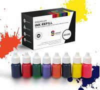 IMARK Premium 8 Vibrant Colors Water-Based Ink Refill for Stamps and Ink Pads (0.33 oz/10ml per Color)