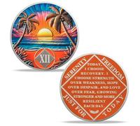 Imasoner 12 Year Sobriety Coin - Beach Serenity Diamond AA NA Chip Medallion with Serenity Prayer | Recovery Gift for Men & Women in Narcotics Alcoholics Anonymous