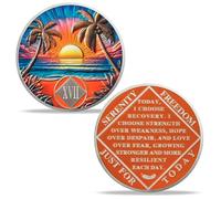 Imasoner 17 Year Sobriety Coin - Beach Serenity Diamond AA NA Chip Medallion with Serenity Prayer | Recovery Gift for Men & Women in Narcotics Alcoholics Anonymous