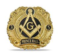 Imasoner Compass & Square Masonic Car Emblem for Accessories, Gold & Black Masonic Auto Emblem with Freemasonry, Freemason Car Emblem for Men Women