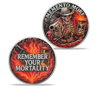 Imasoner Memento Mori Skull Coin - Hourglass & Flame Stoic EDC Challenge Coin, Grim Reaper Philosophy Token, Amor Fati Novelty Gift, Remember Your Mortality