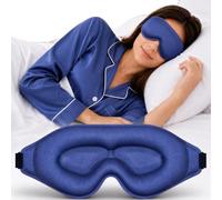 iMate 3D Blackout Eye Mask for Sleeping, Contoured Light Blocking Sleep Mask with Adjustable Strap, Soft Foam Polycotton Eye Cover for Side Sleepers, Lash Extensions, Travel and Meditation, Blue