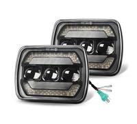 IMAWUHM Car Headlights 5x7 /7x 6 Inch Square Led Headlight Automotive Amber DRL Headlamp Assembly Turn Signal For XJ For YJ Car Truck Motobike 12V(150W Headlight)