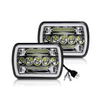 IMAWUHM Car Headlights 5x7 /7x 6 Inch Square Led Headlight Automotive Amber DRL Headlamp Assembly Turn Signal For XJ For YJ Car Truck Motobike 12V(90W Headlight)